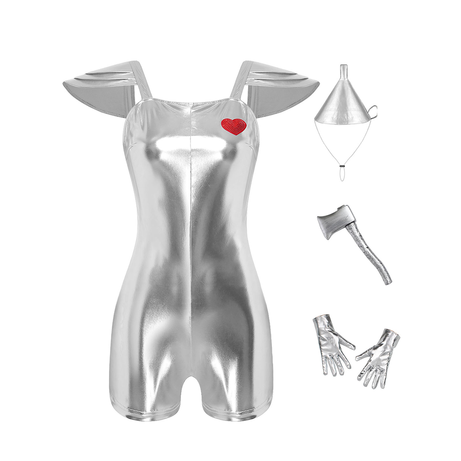 Women Shiny Metallic Jumpsuit  - Cosplay Prop Axe ulasan dan harga