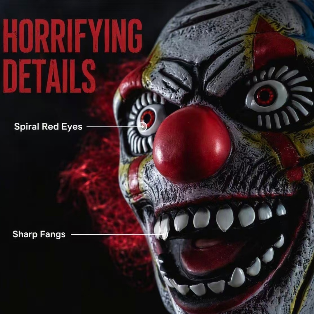Scary Clown Mask With Red Hair - Briar Cosplay Prop ulasan dan harga